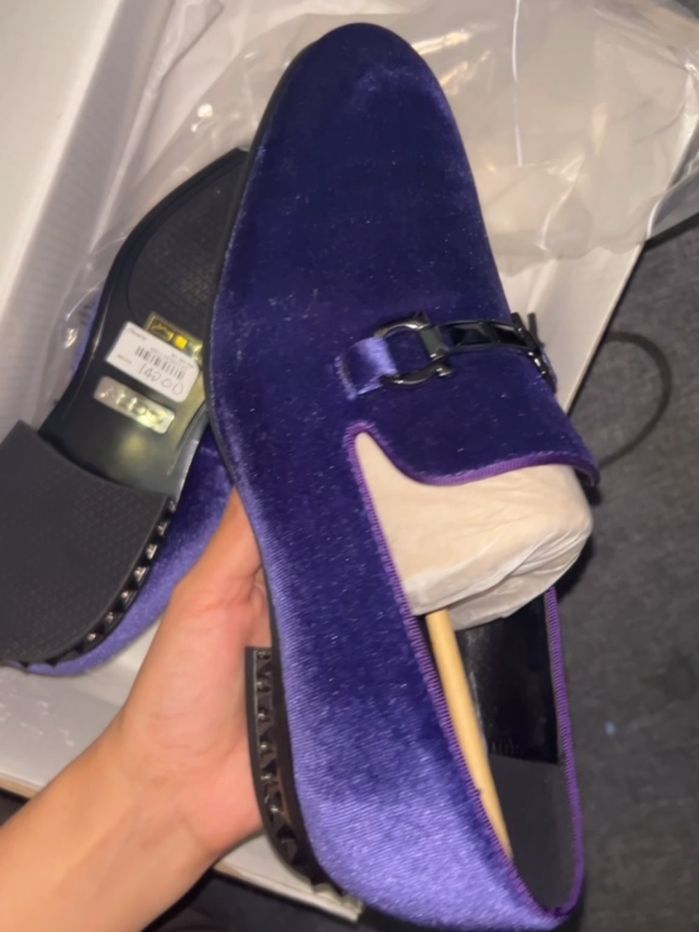 Aldo Purple Velvet Slip-On Loafers with Horsebit Accent